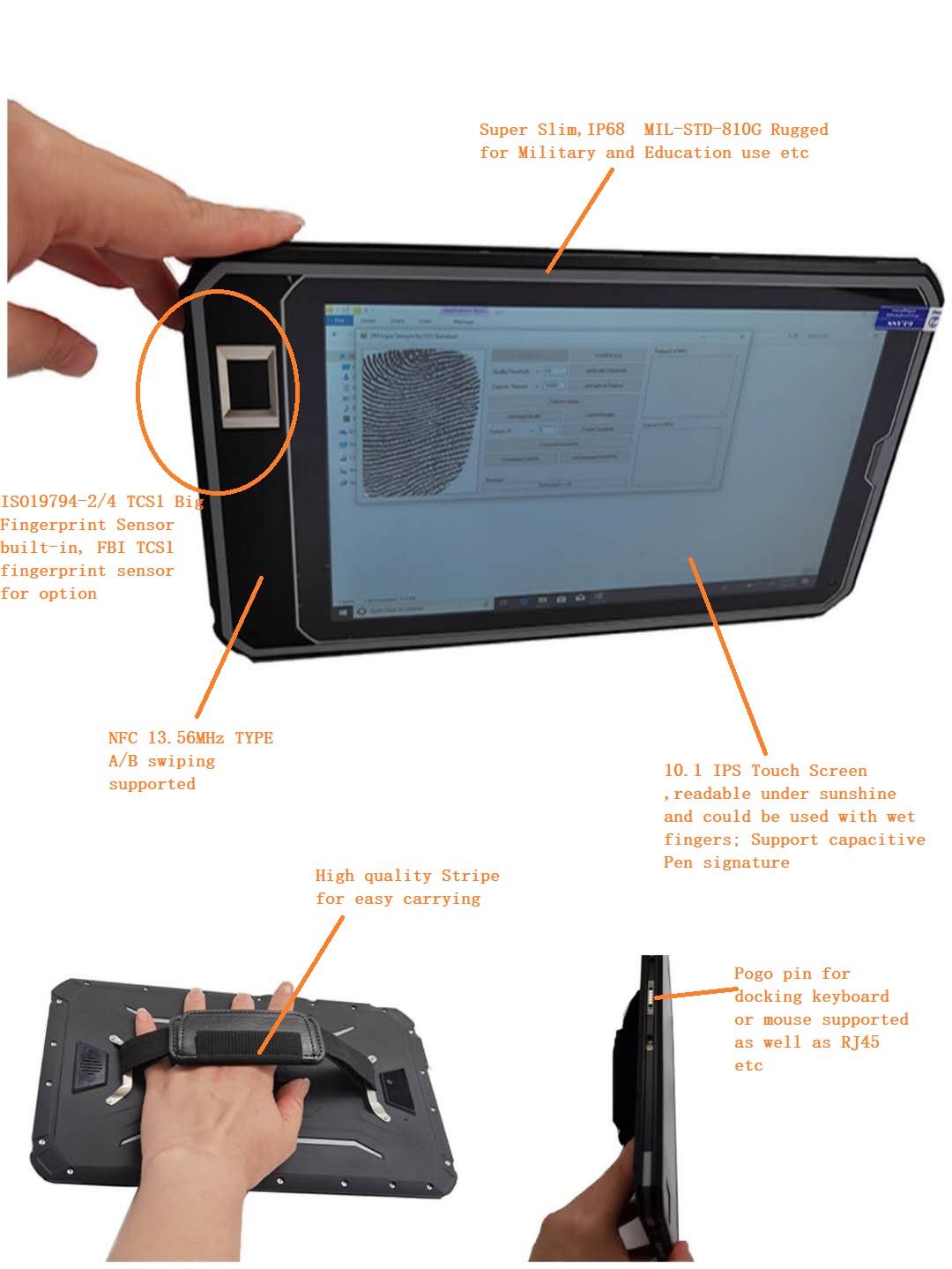 Windows Biometric Fingerprint Tablet